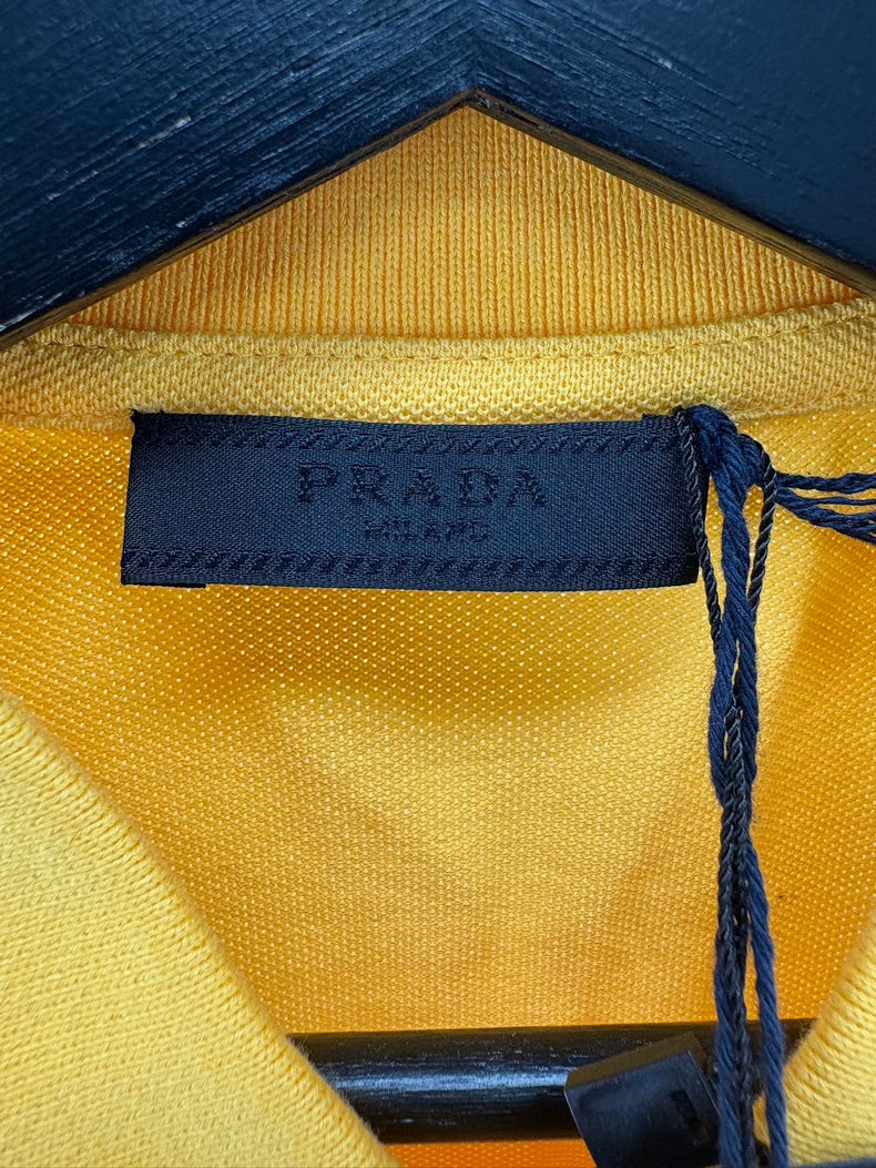 Prada Yellow Short Sleeve Logo Polo Shirt