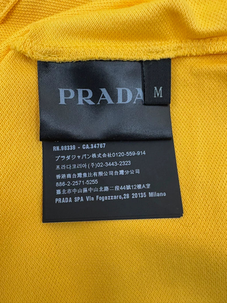Prada Yellow Short Sleeve Logo Polo Shirt