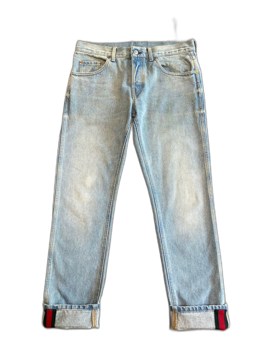 Gucci Men's Striped Denim Tapered Pants-zp