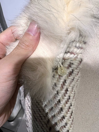 Vintage Prada Long Wool Coat with Fur Collar