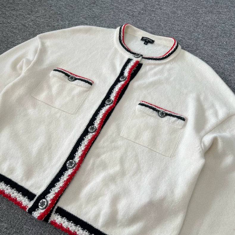 Chanel Cashmere Cardigan with Snowflake Buttons