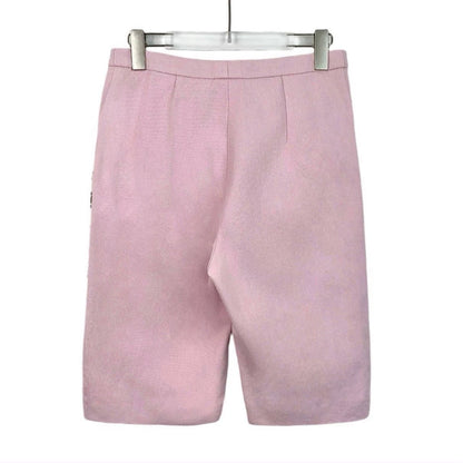 Pink Sequin Cotton Casual Shorts