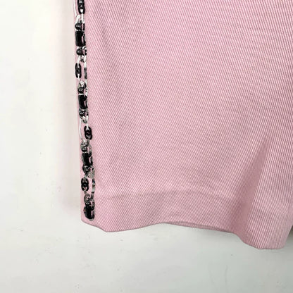 Pink Sequin Cotton Casual Shorts