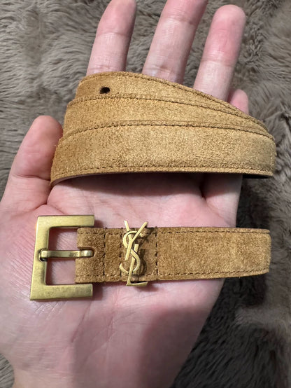 Saint Laurent Gold Mark Leather Belt