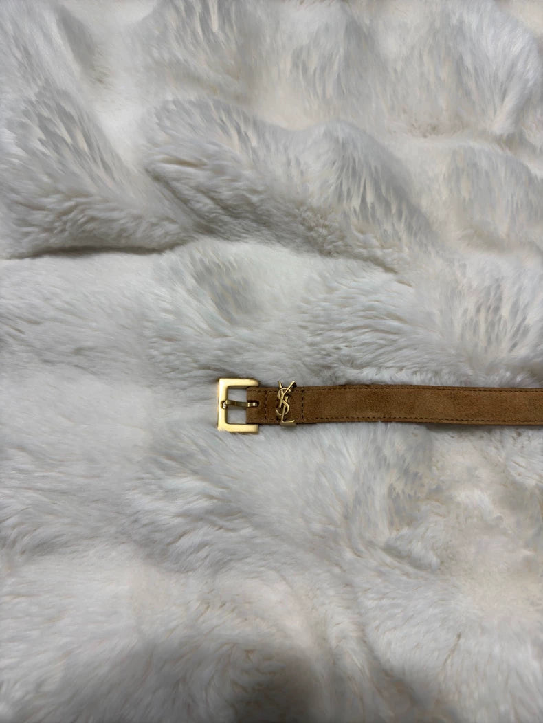 Saint Laurent Gold Mark Leather Belt