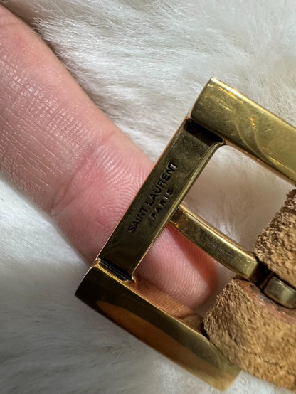 Saint Laurent Gold Mark Leather Belt