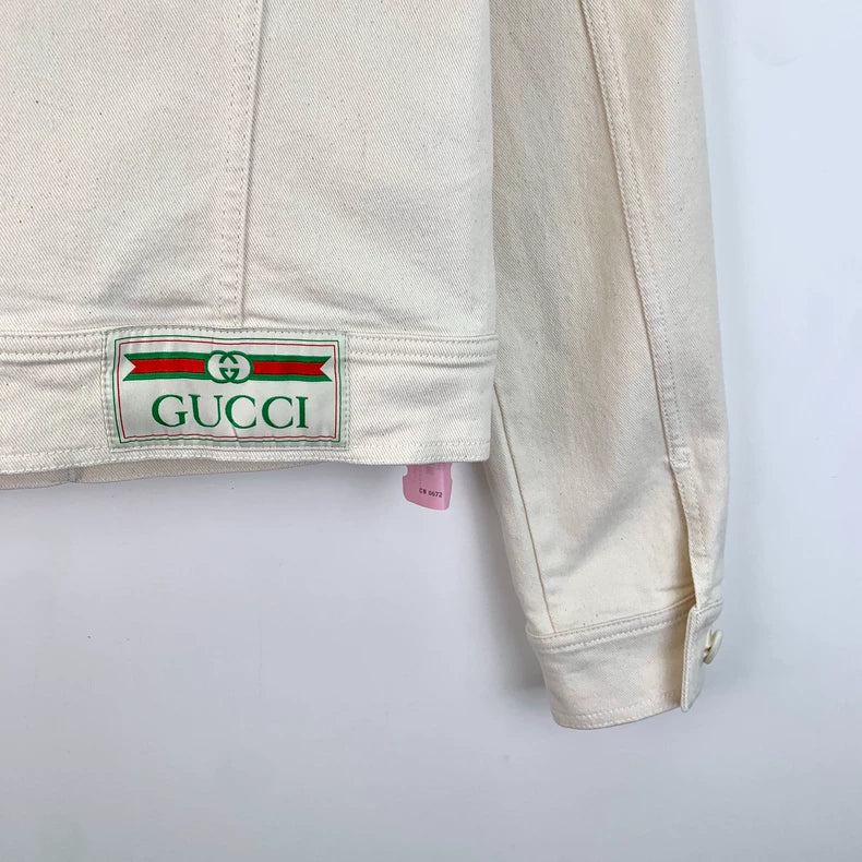 Gucci White Cotton Long Sleeve Denim Jacket