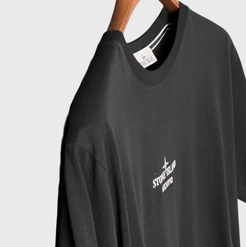 Stone Island Black Cotton Logo T-Shirt 0089