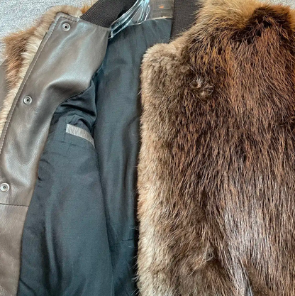 Givenchy Men's Brown Leather Bomber Jacket 0089