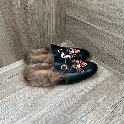 Gucci Black Casual Fur-lined Slide Slippers 0079