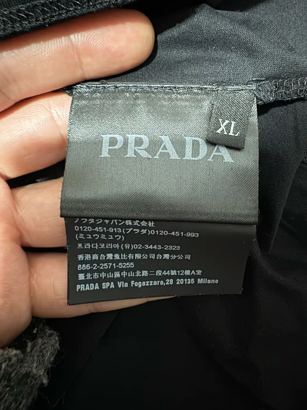 Prada Black Silk Embroidered Logo Men's Polo