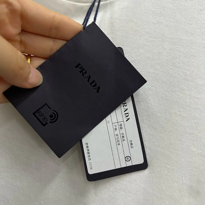 Prada White Cotton Logo Short Sleeve T-Shirt