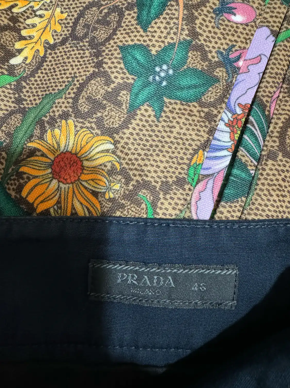 Prada Black Cotton Logo Embroidered Men's Shorts