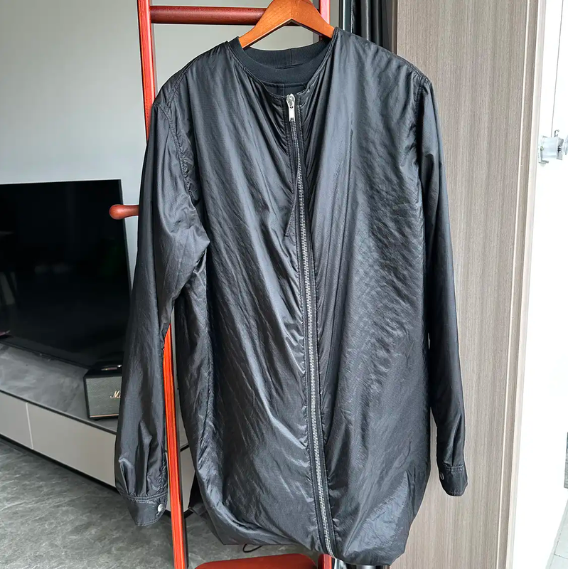 Rick Owens Black Cotton Spring Coat 0089