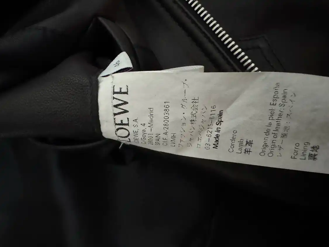 LOEWE Black Leather Embroidered Men's Motorcycle Jacket 0089