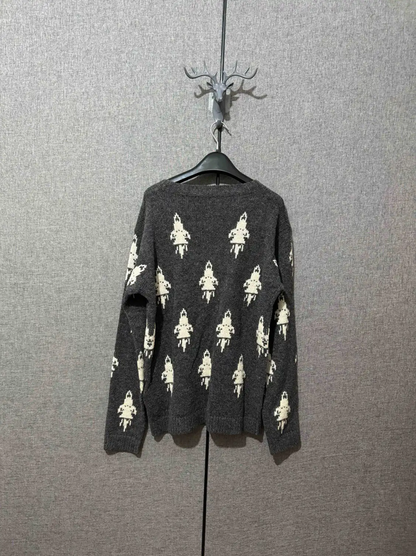 Prada Colorful Wool Embroidered Knit Sweater