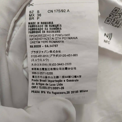 Prada White Cotton Short Sleeve T-Shirt