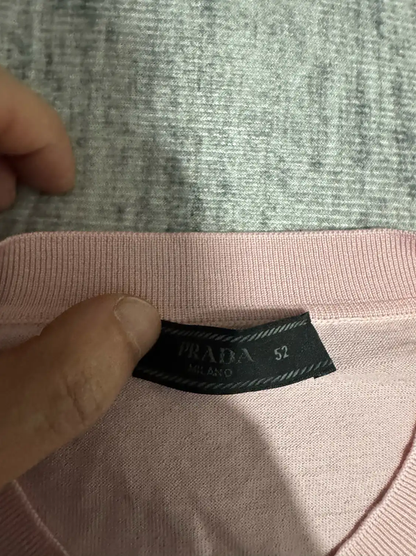 Prada Pink Wool Logo Knitted Men's Sweater