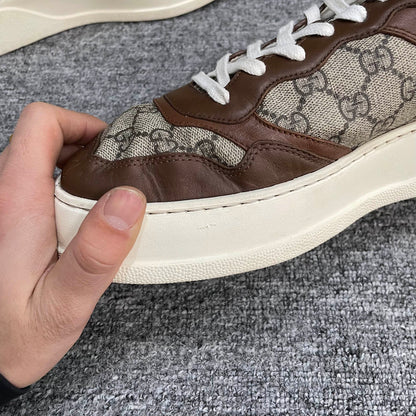 Gucci Brown Canvas Lace-Up Stylish Sneakers 0079