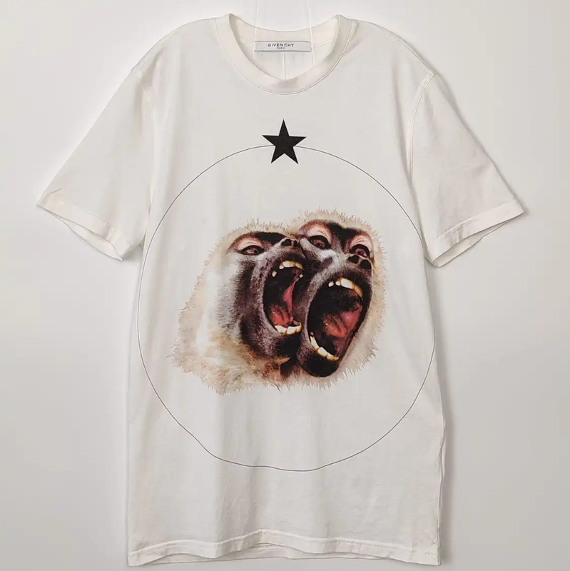Givenchy White Cotton Men's T-Shirt with Graphic Print 0089