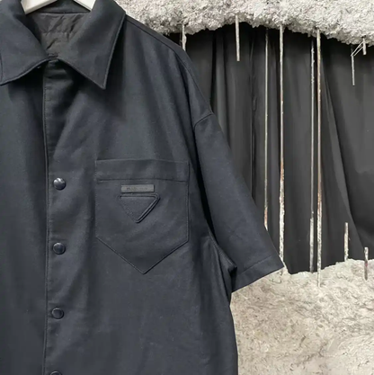Prada Black Wool Short Sleeve Shirt