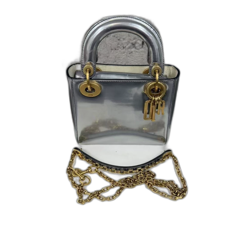 Dior Gray Patent Leather Handbag