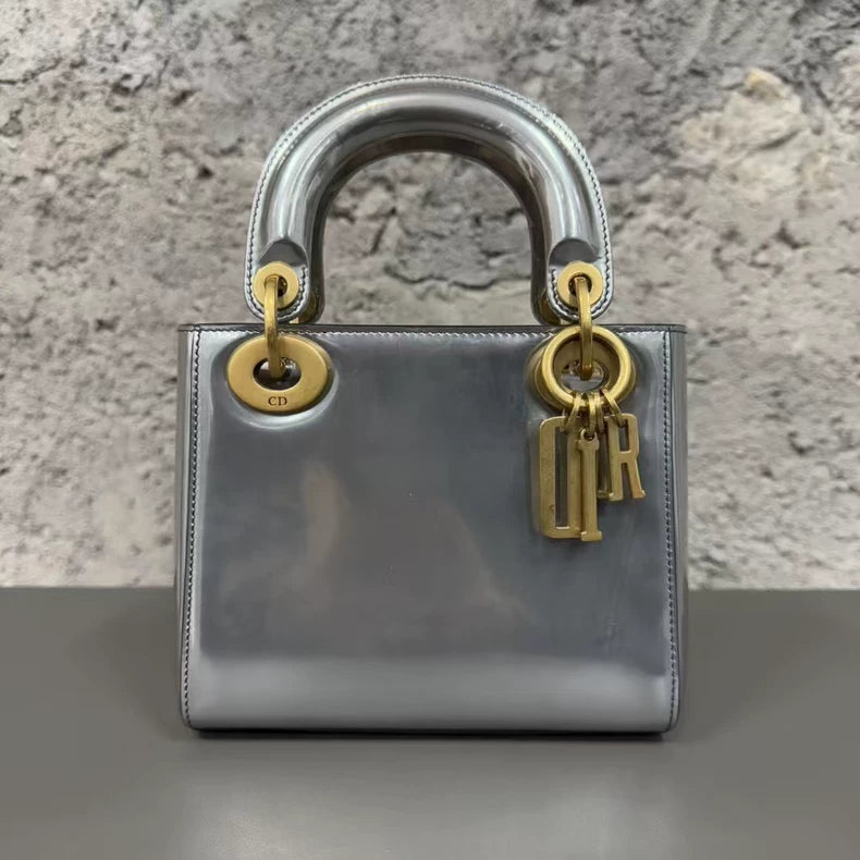 Dior Gray Patent Leather Handbag