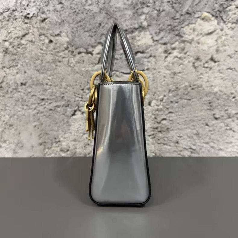 Dior Gray Patent Leather Handbag