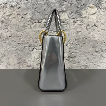 Dior Gray Patent Leather Handbag