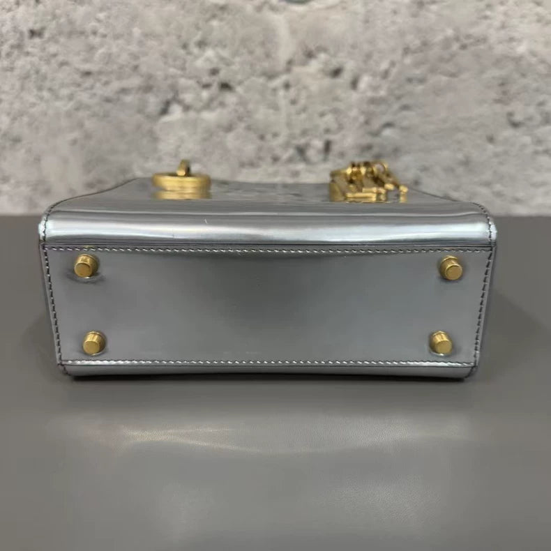 Dior Gray Patent Leather Handbag