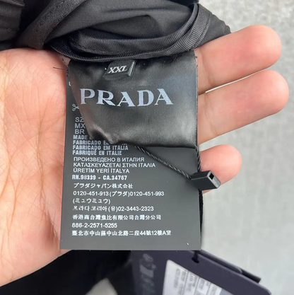 Prada Black Cotton Logo Jacket for Men