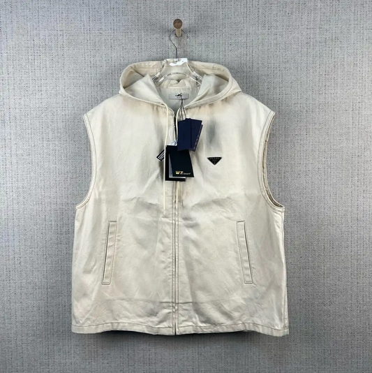Prada Hooded Vest in Light Cream