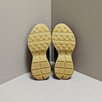 Gucci Rhyton Black Leather Low-Top Sneakers 0079