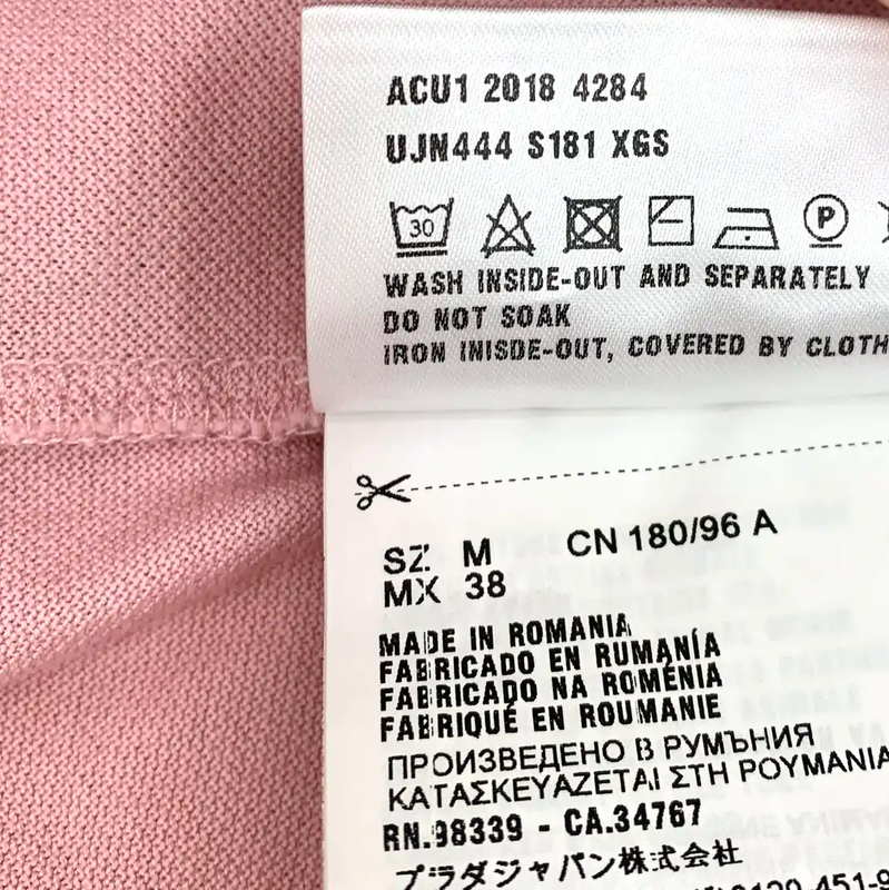 Prada Men's Pink Cotton Polo Shirt