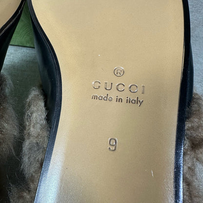 Gucci Black Lambskin Flat Mules for Men 0079