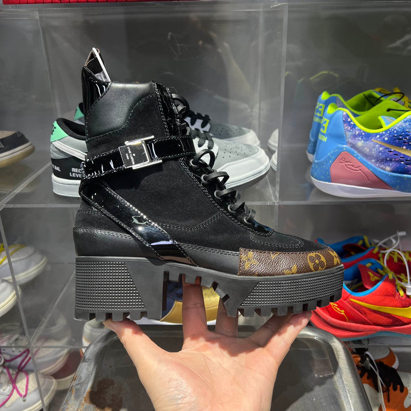 Louis Vuitton Black Monogram Mid-Calf Martin Boots 0079