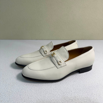 Gucci Stylish White Leather Loafers for Men 0079