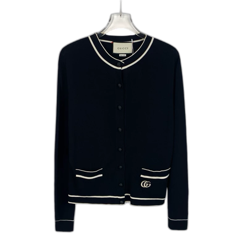 Gucci Black G-Embroidered Knit Cardigan