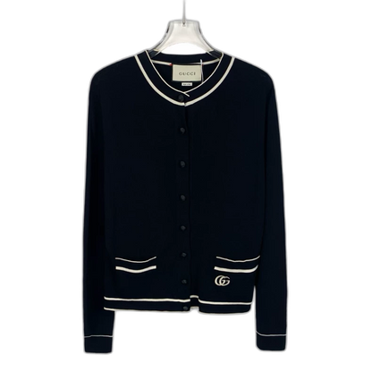 Gucci Black G-Embroidered Knit Cardigan