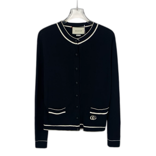 Gucci Black G-Embroidered Knit Cardigan