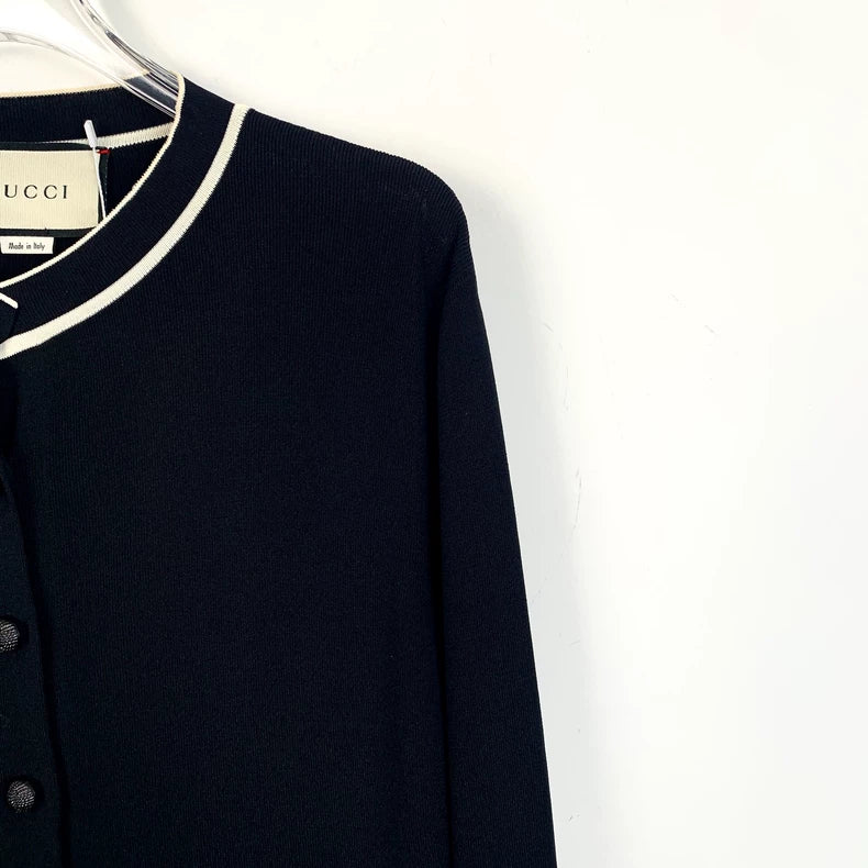 Gucci Black G-Embroidered Knit Cardigan