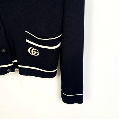 Gucci Black G-Embroidered Knit Cardigan