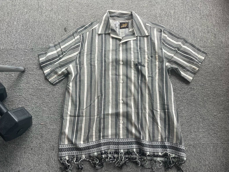 LOEWE Paula's Series Men's Gray Striped Shirt-yf