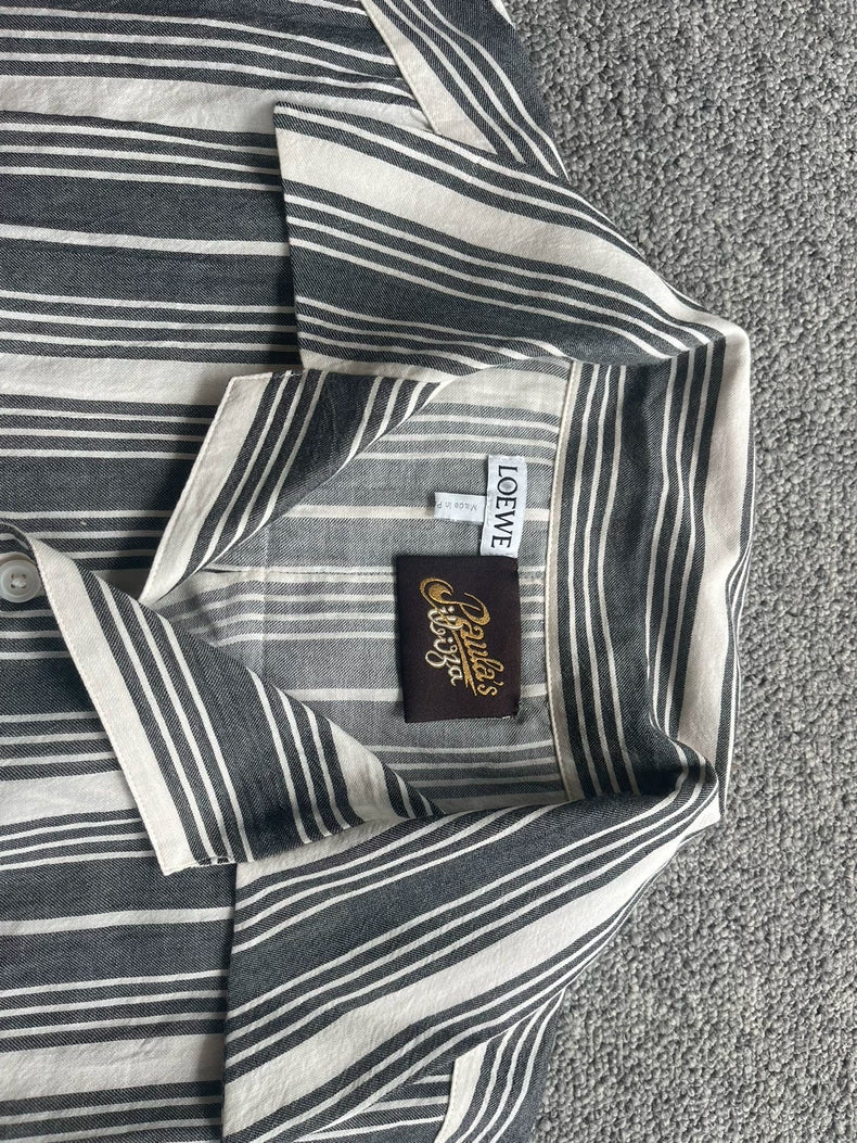 LOEWE Paula's Series Men's Gray Striped Shirt-yf