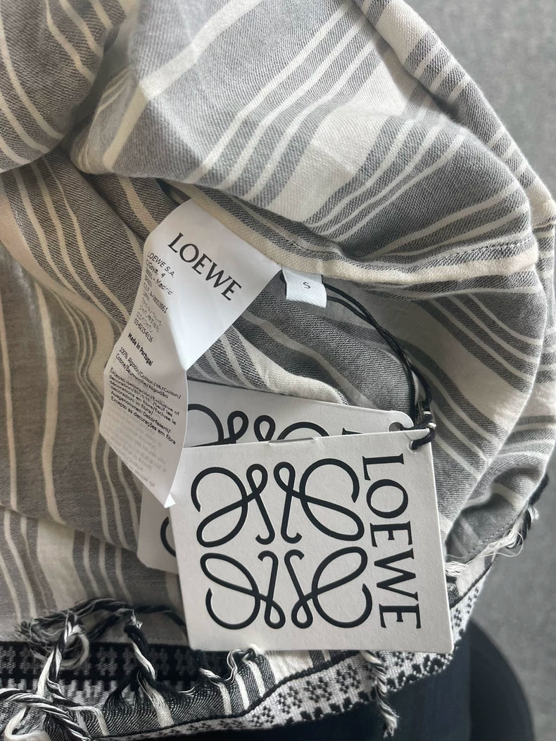 LOEWE Paula's Series Men's Gray Striped Shirt-yf