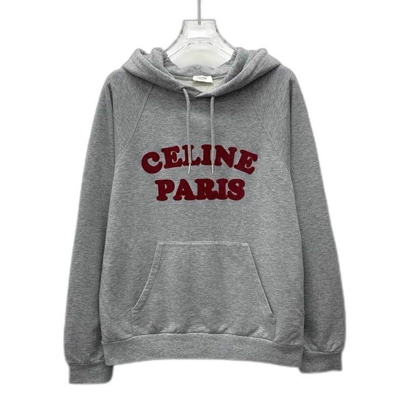 Celine Gray Hooded Sweatshirt with Logo