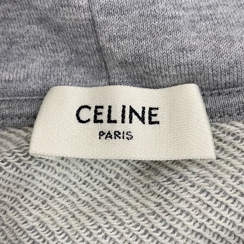 Celine Gray Hooded Sweatshirt with Logo