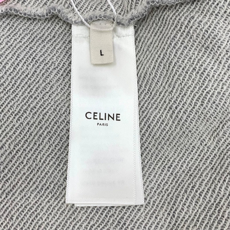 Celine Gray Hooded Sweatshirt with Logo