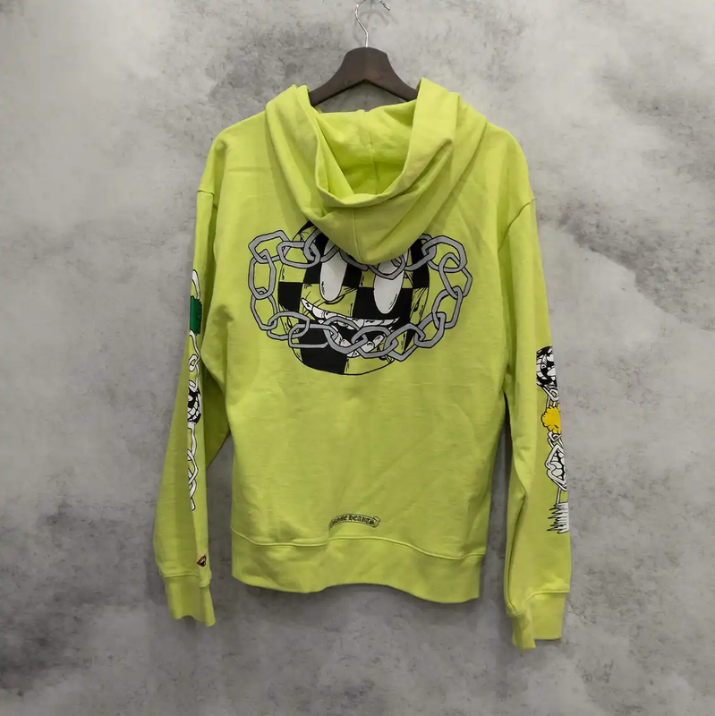 Chrome Hearts Men's Fluorescent Green Long Sleeve Hoodie 0089
