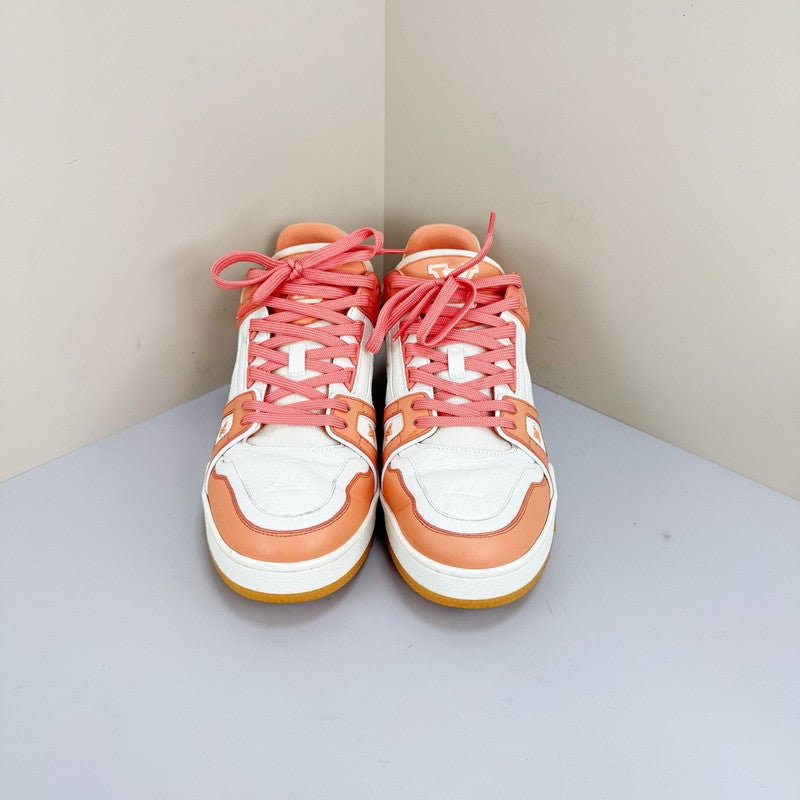 Louis Vuitton Trainer Leather Sneakers in Peach Pink 0079